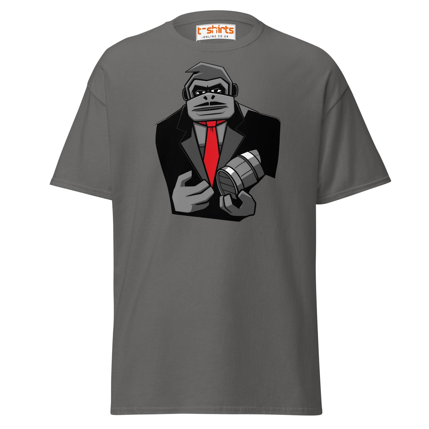 Gorilla Mafia Boss T-Shirt – Bold Cartoon Graphic Tee - Charcoal - T-Shirts Online