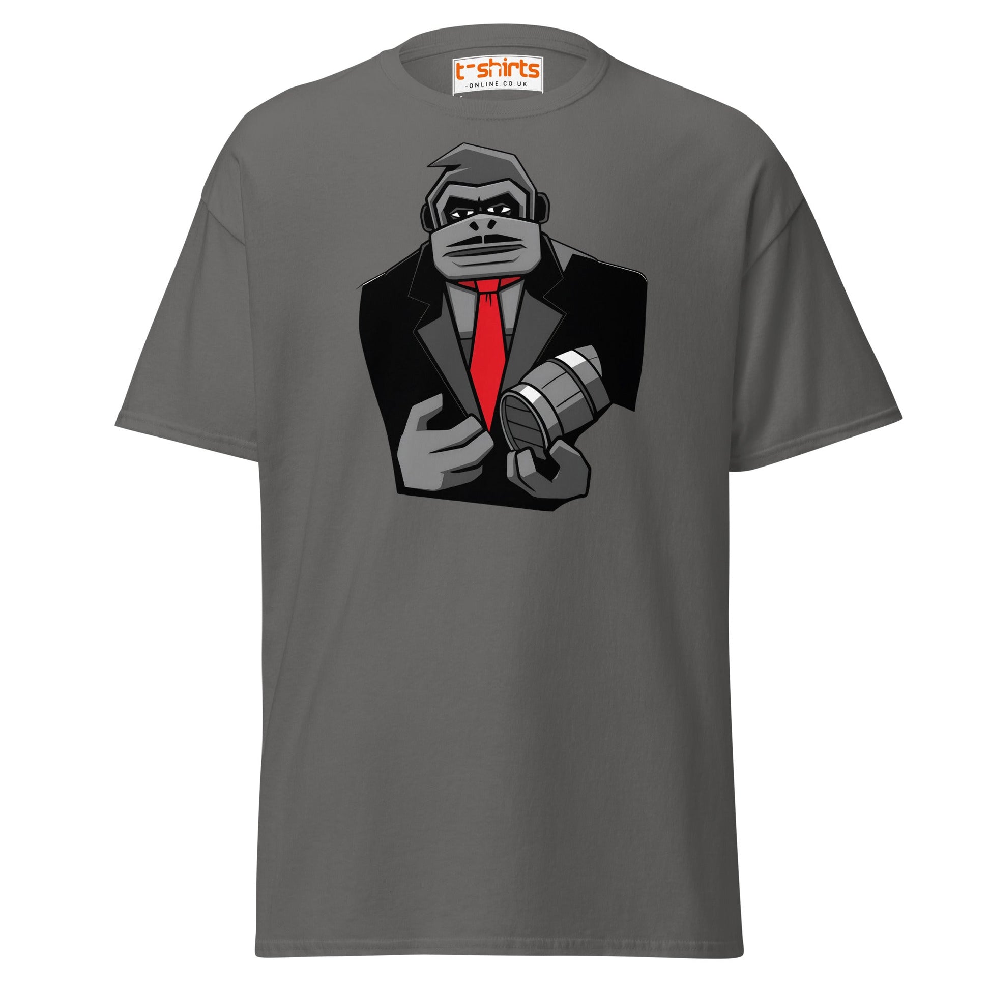 Gorilla Mafia Boss T-Shirt – Bold Cartoon Graphic Tee - Charcoal - T-Shirts Online