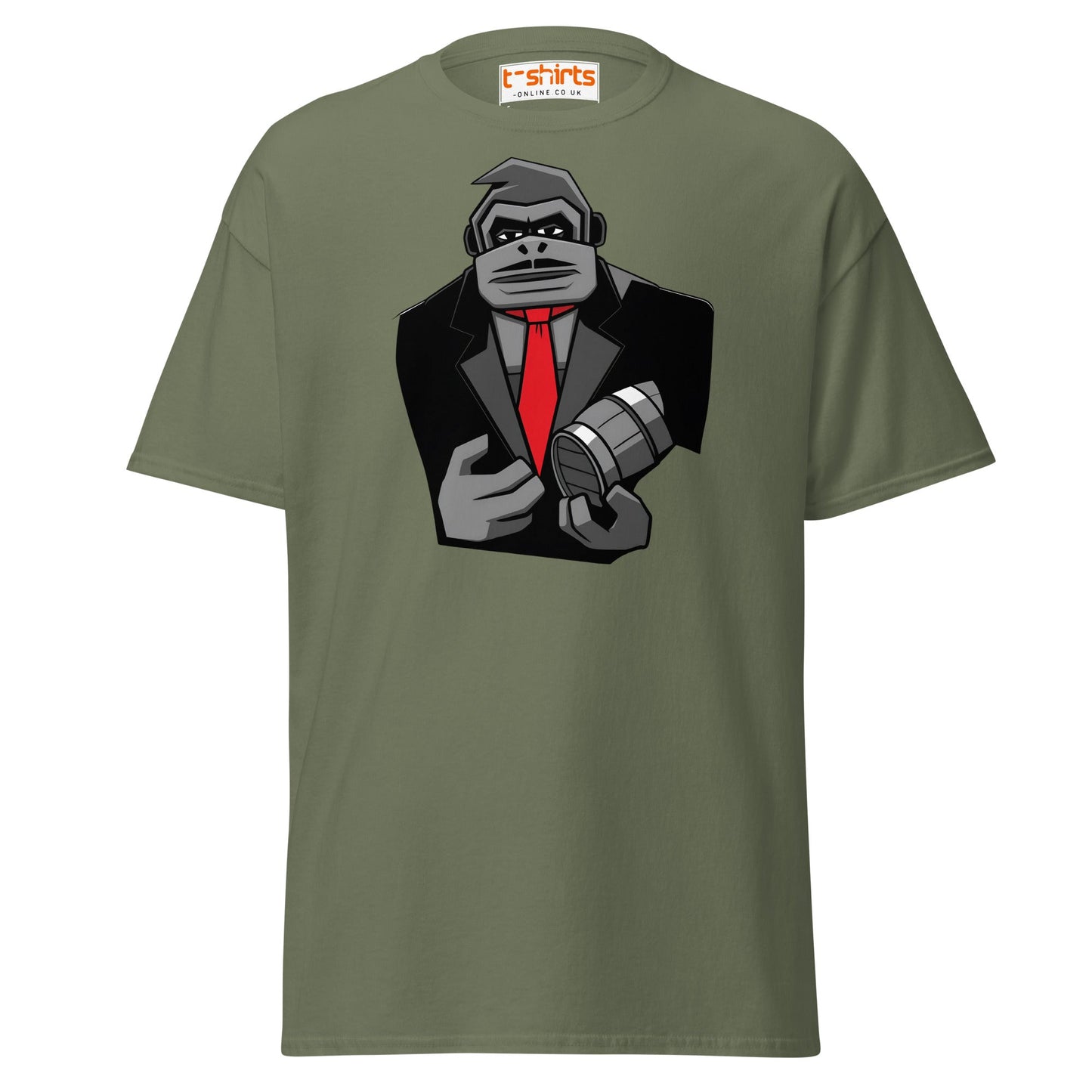 Gorilla Mafia Boss T-Shirt – Bold Cartoon Graphic Tee - Military Green - T-Shirts Online