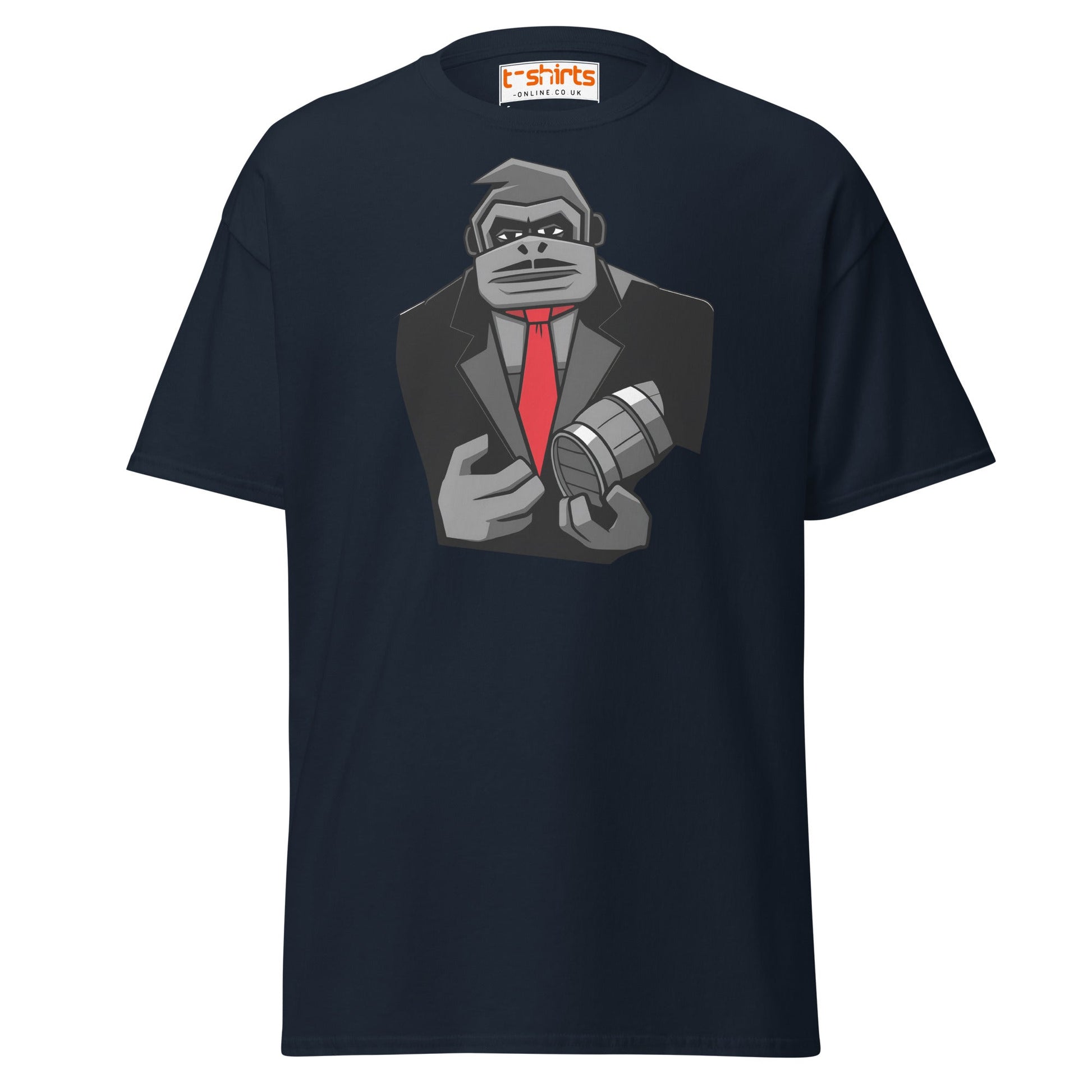Gorilla Mafia Boss T-Shirt – Bold Cartoon Graphic Tee - Navy - T-Shirts Online