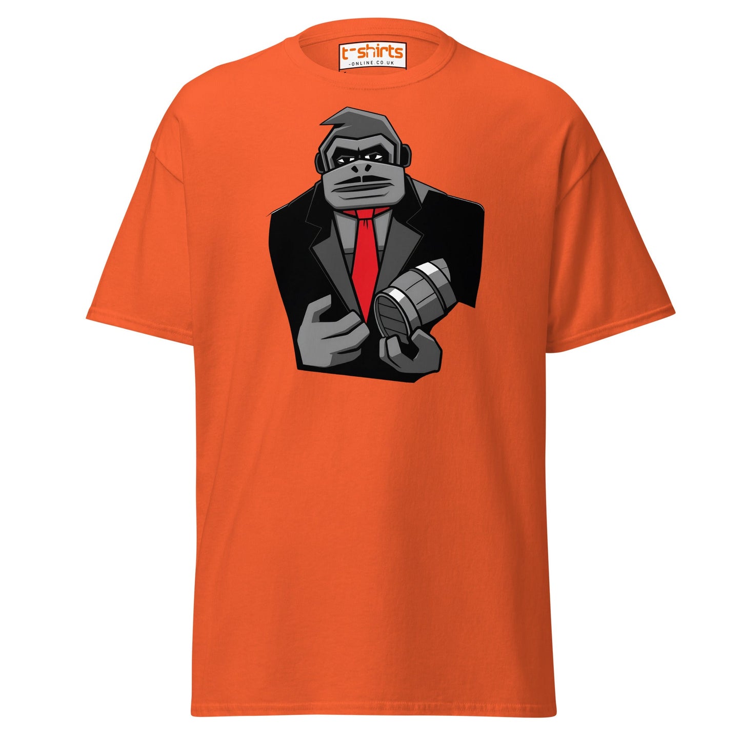 Gorilla Mafia Boss T-Shirt – Bold Cartoon Graphic Tee - Orange - T-Shirts Online