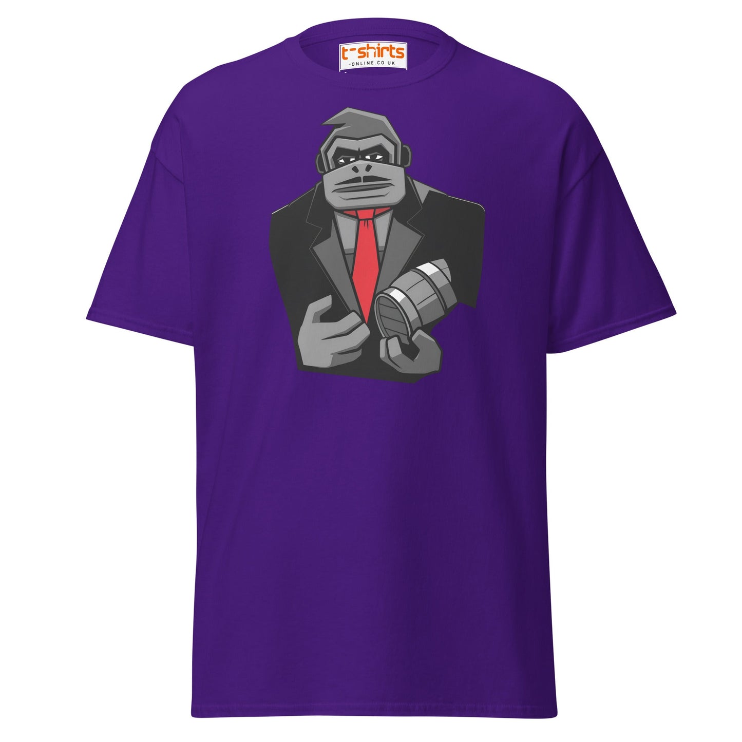 Gorilla Mafia Boss T-Shirt – Bold Cartoon Graphic Tee - Purple - T-Shirts Online
