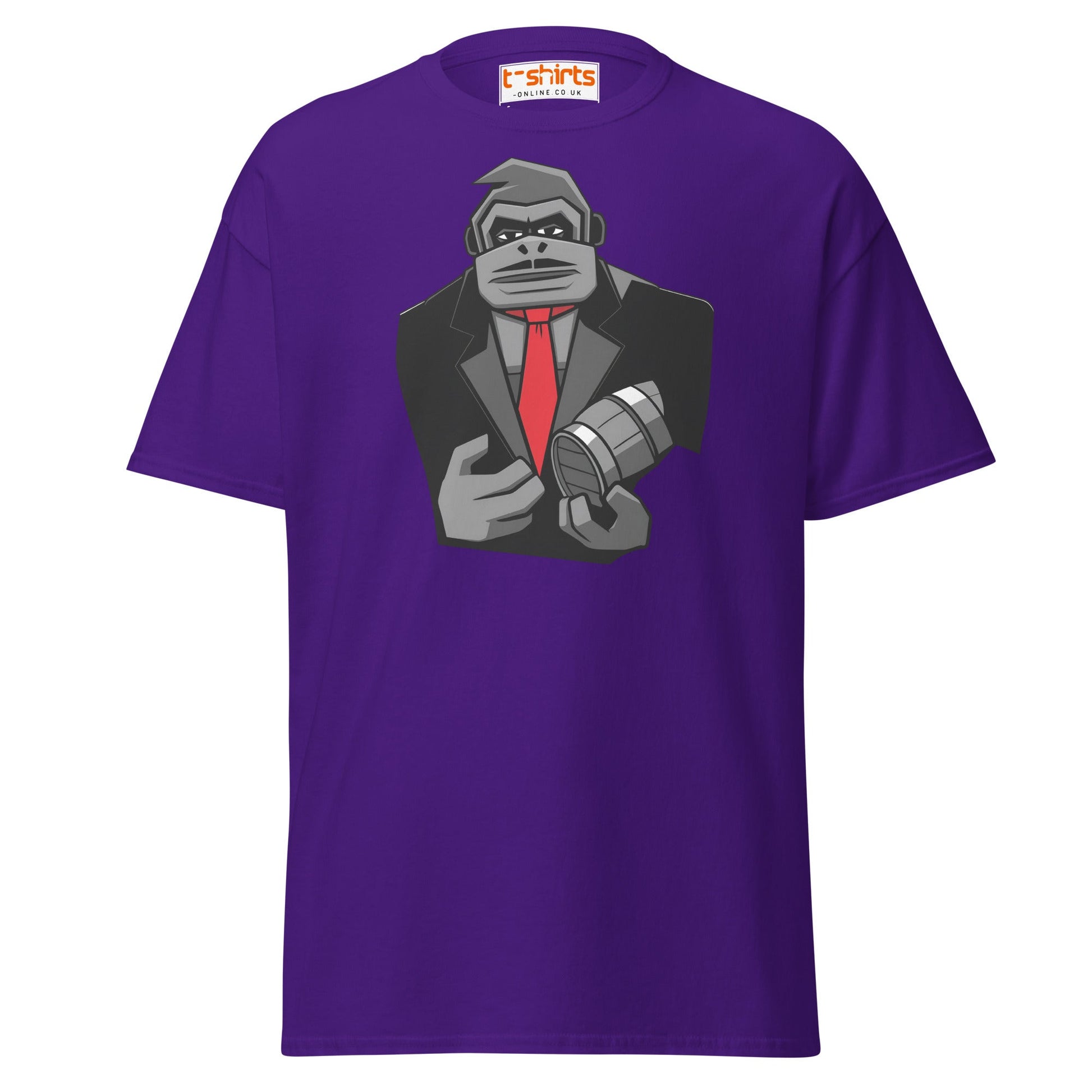 Gorilla Mafia Boss T-Shirt – Bold Cartoon Graphic Tee - Purple - T-Shirts Online