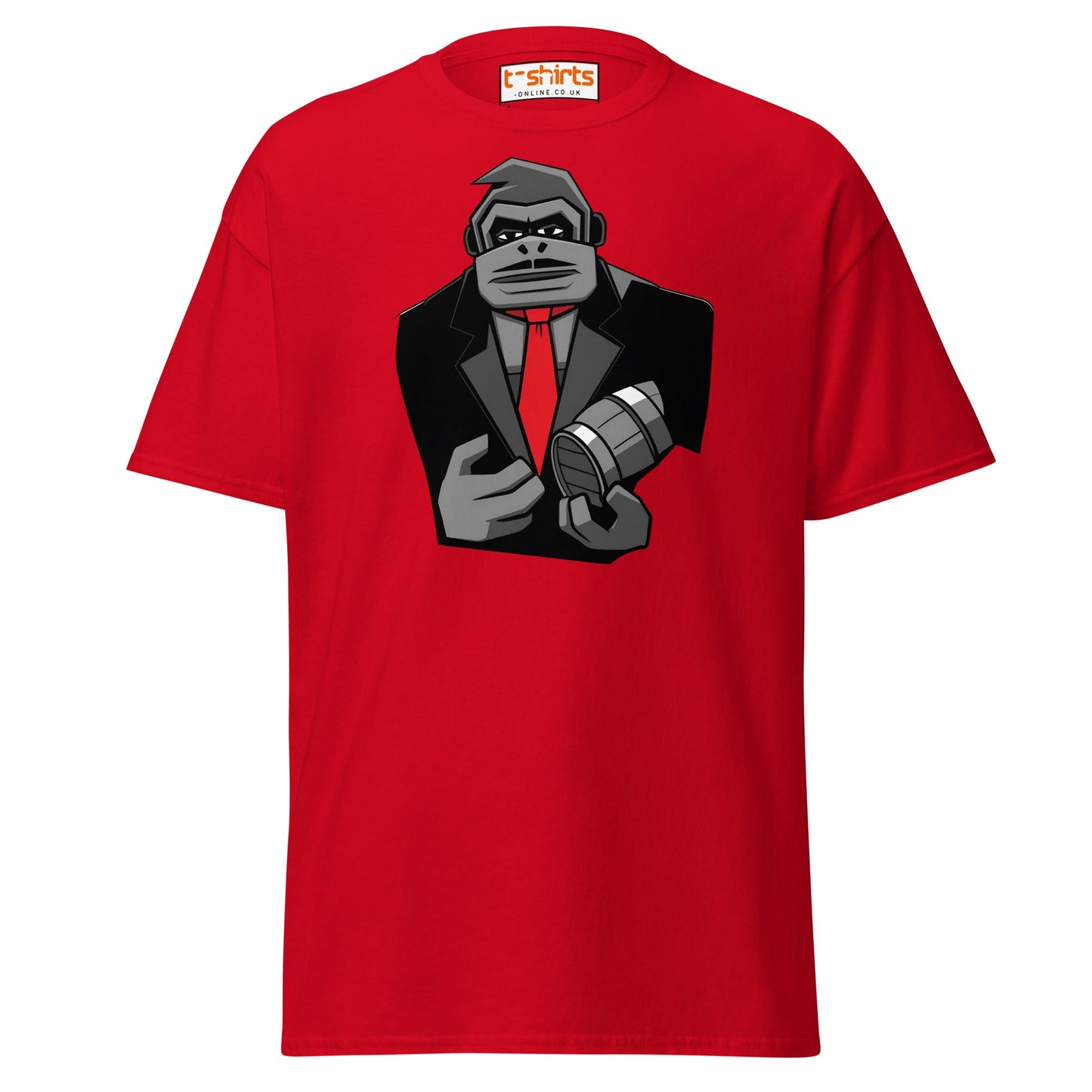 Gorilla Mafia Boss T-Shirt – Bold Cartoon Graphic Tee - Red - T-Shirts Online