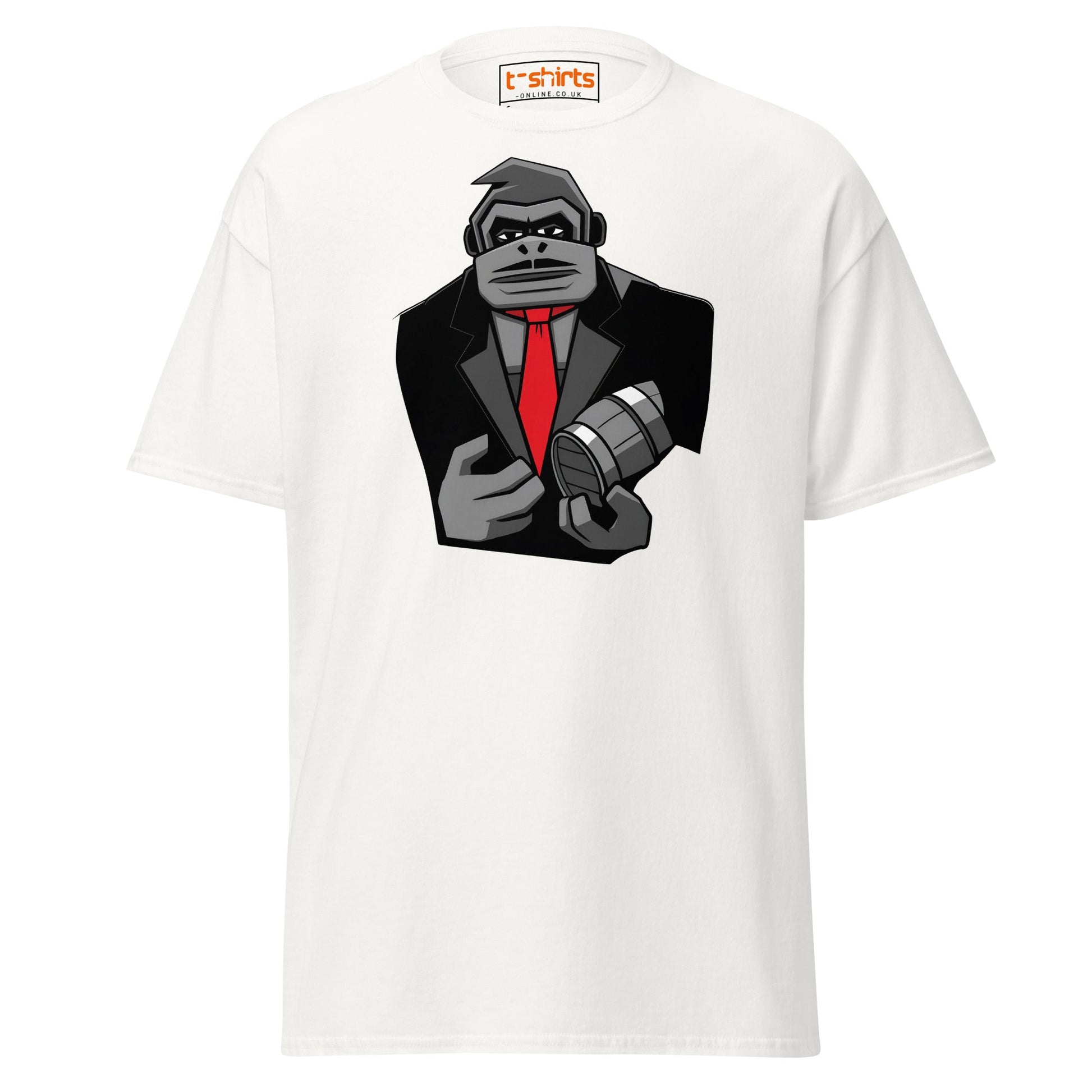 Gorilla Mafia Boss T-Shirt – Bold Cartoon Graphic Tee - White - T-Shirts Online