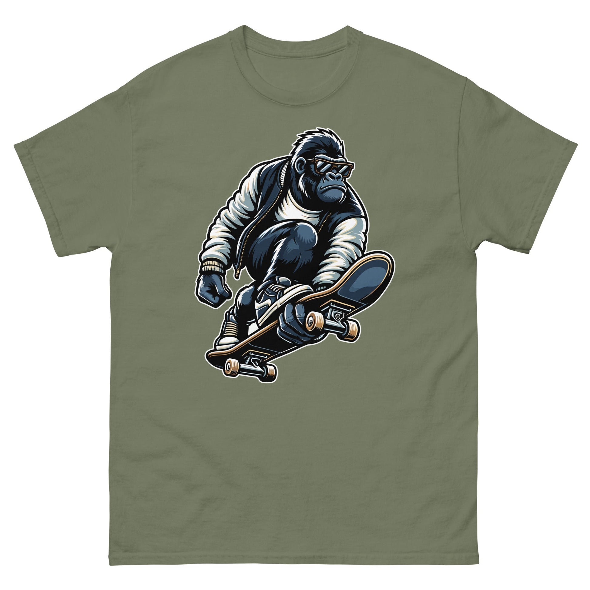 Gorilla Skateboard | Skating T-Shirt - Military Green - T-Shirts Online