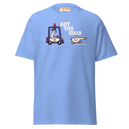 Got Too Silly T-Shirt – Funny Goose Police Chase Tee - Carolina Blue - T-Shirts Online