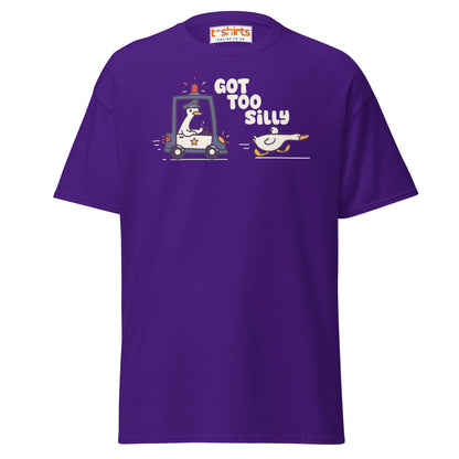 Got Too Silly T-Shirt – Funny Goose Police Chase Tee - Purple - T-Shirts Online