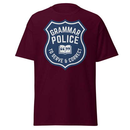 Grammar Police T-Shirt - Funny To Serve & Correct Tee - Maroon - T-Shirts Online
