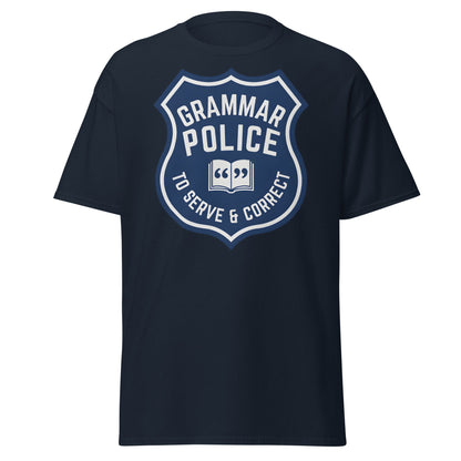 Grammar Police T-Shirt - Funny To Serve & Correct Tee - Navy - T-Shirts Online