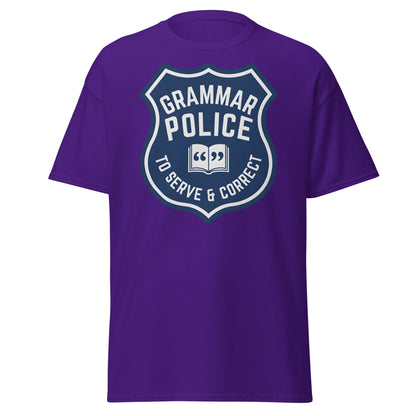 Grammar Police T-Shirt - Funny To Serve & Correct Tee - Purple - T-Shirts Online