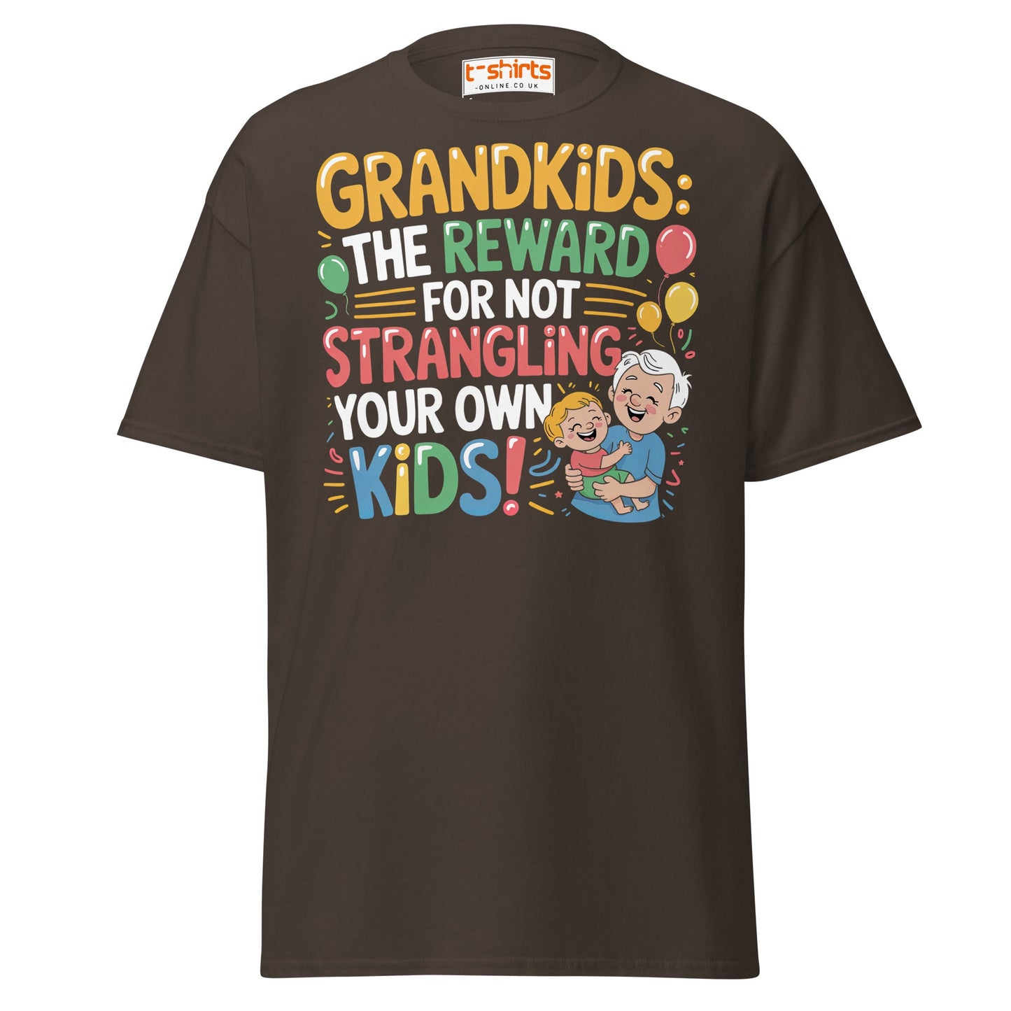 Grandkids Reward T-Shirt | Funny Family Humor Tee - Dark Chocolate - T-Shirts Online