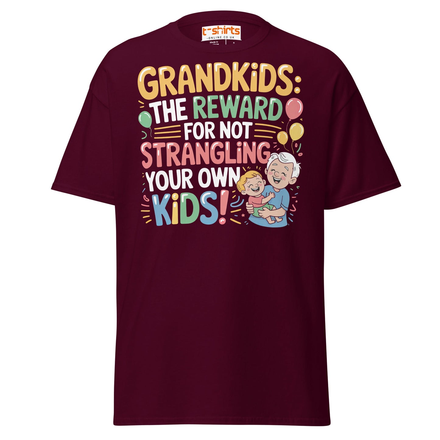 Grandkids Reward T-Shirt | Funny Family Humor Tee - Maroon - T-Shirts Online