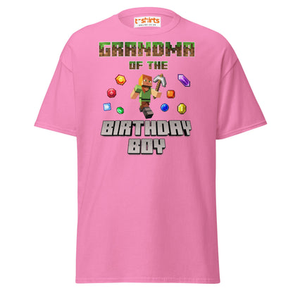 Grandma of the Birthday Boy T-Shirt | Pixel Gamer Style - Azalea - T-Shirts Online