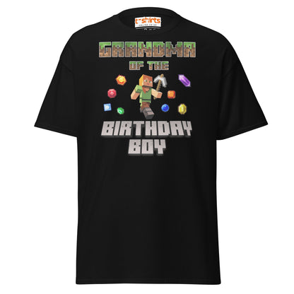 Grandma of the Birthday Boy T-Shirt | Pixel Gamer Style - Black - T-Shirts Online