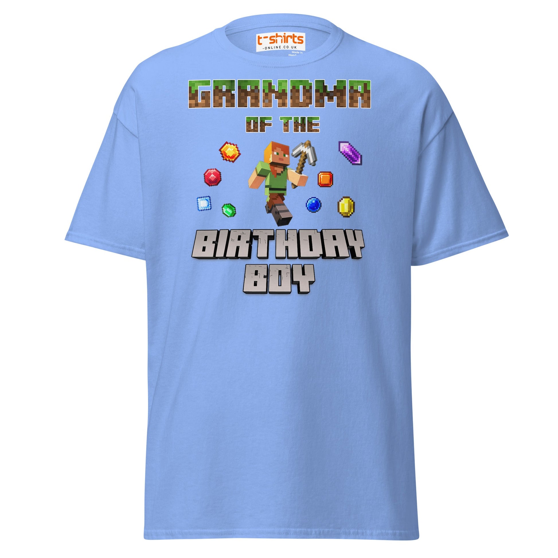 Grandma of the Birthday Boy T-Shirt | Pixel Gamer Style - Carolina Blue - T-Shirts Online