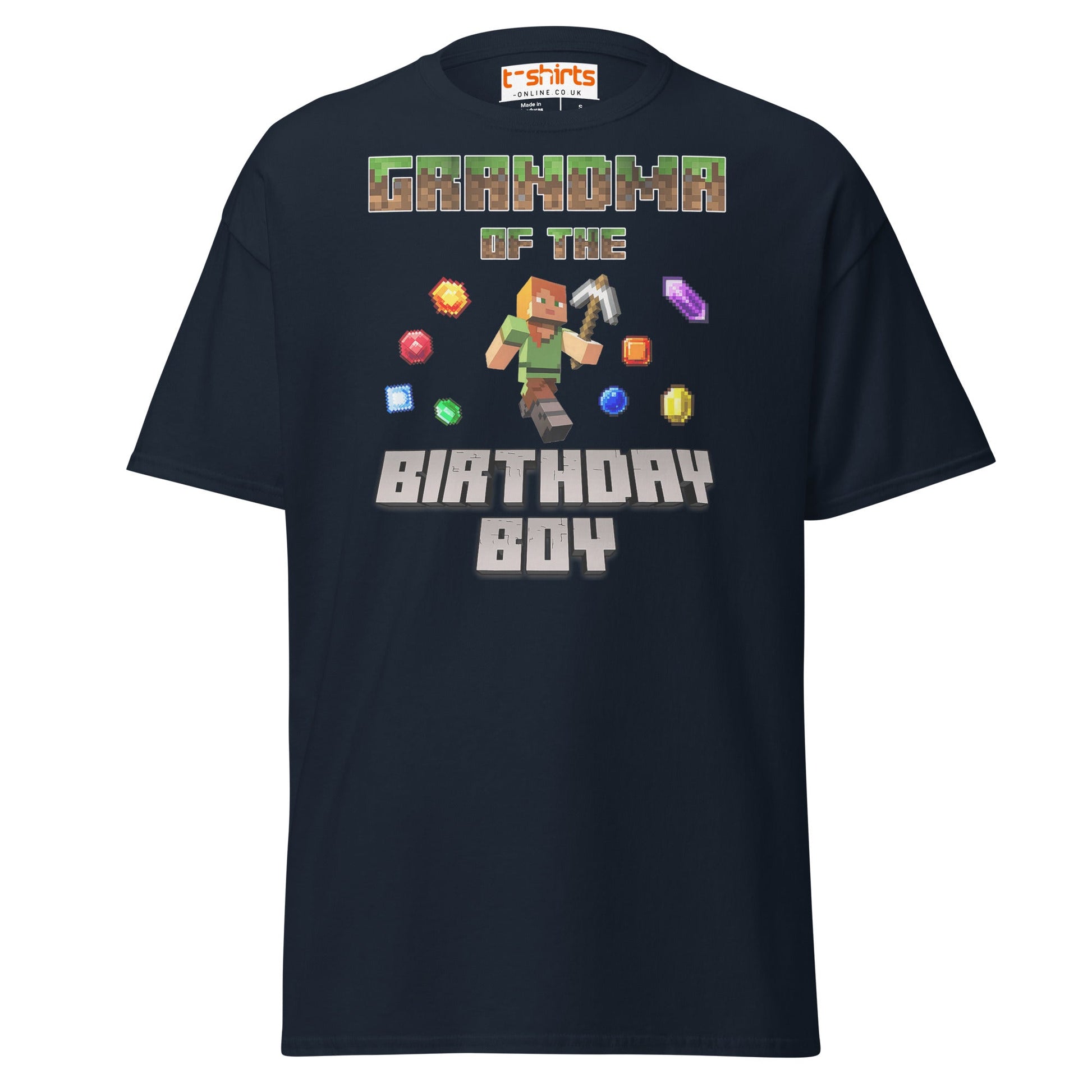 Grandma of the Birthday Boy T-Shirt | Pixel Gamer Style - Navy - T-Shirts Online
