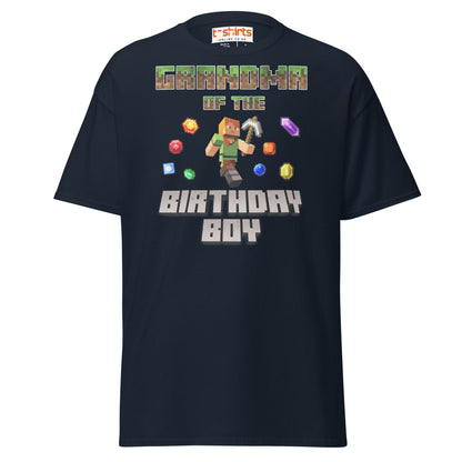 Grandma of the Birthday Boy T-Shirt | Pixel Gamer Style - Navy - T-Shirts Online