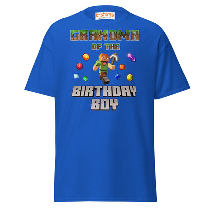 Grandma of the Birthday Boy T-Shirt | Pixel Gamer Style - Royal - T-Shirts Online
