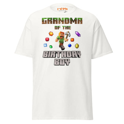 Grandma of the Birthday Boy T-Shirt | Pixel Gamer Style - White - T-Shirts Online