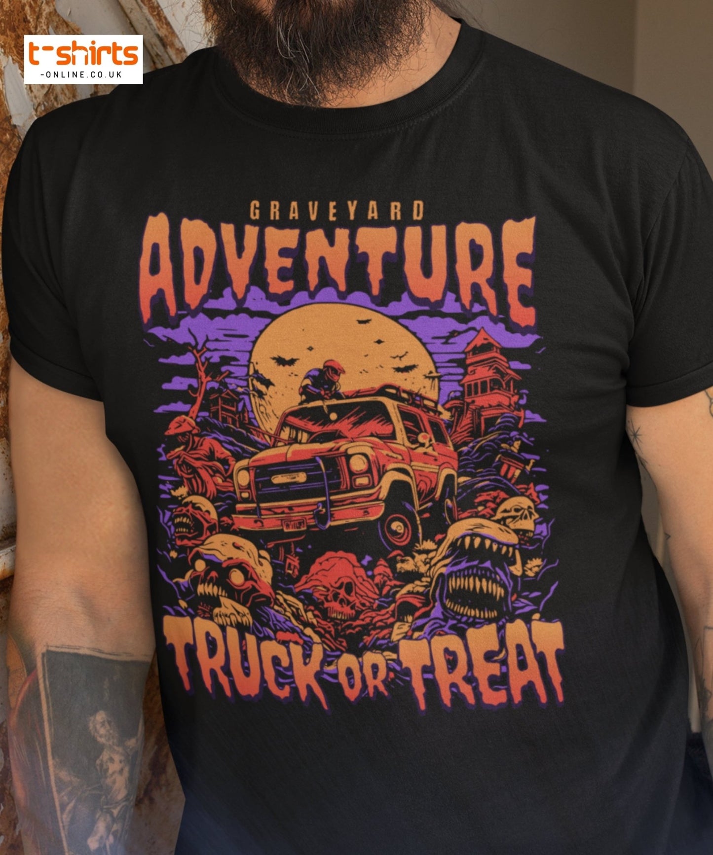 Graveyard Adventure Truck or Treat T-Shirt - Maroon - T-Shirts Online