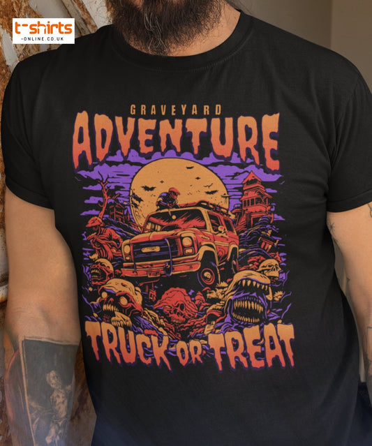 Graveyard Adventure Truck or Treat T-Shirt - Maroon - T-Shirts Online