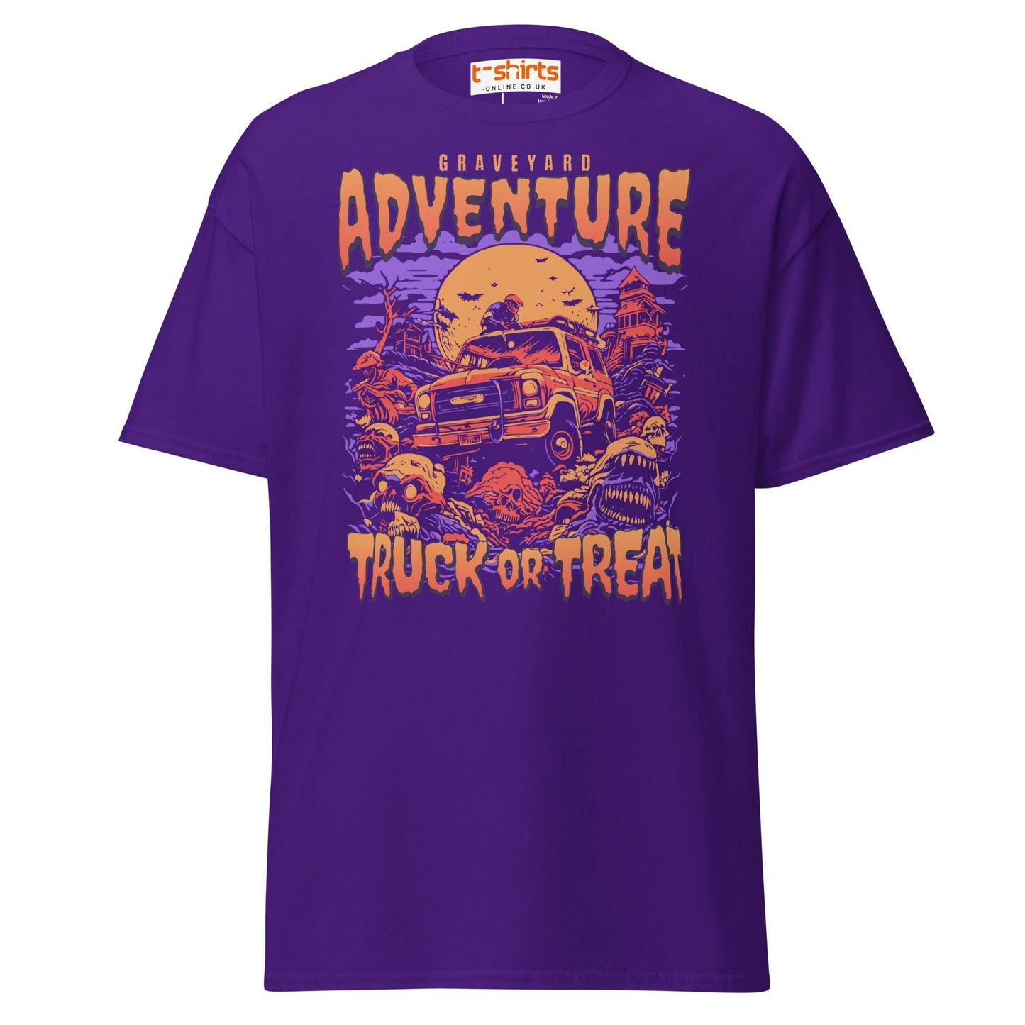Graveyard Adventure Truck or Treat T-Shirt - Purple - T-Shirts Online