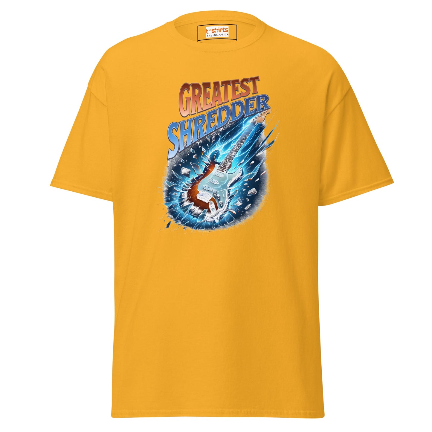 Greatest Shredder T-Shirt | Guitar Music Tee - Gold - T-Shirts Online