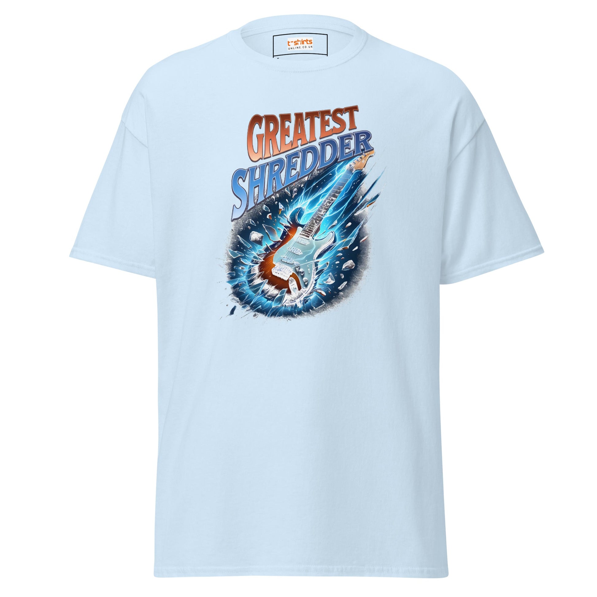 Greatest Shredder T-Shirt | Guitar Music Tee - Light Blue - T-Shirts Online