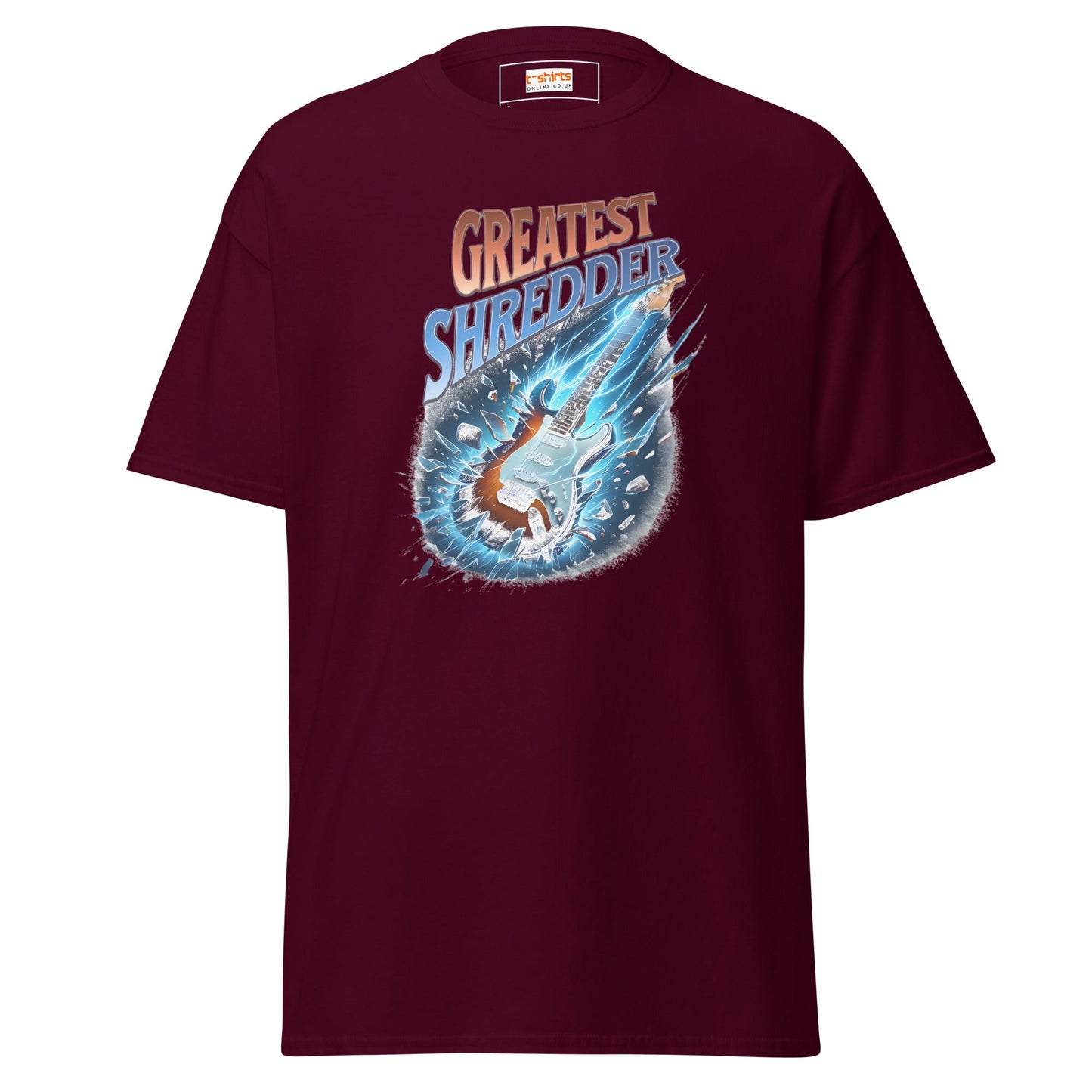Greatest Shredder T-Shirt | Guitar Music Tee - Maroon - T-Shirts Online