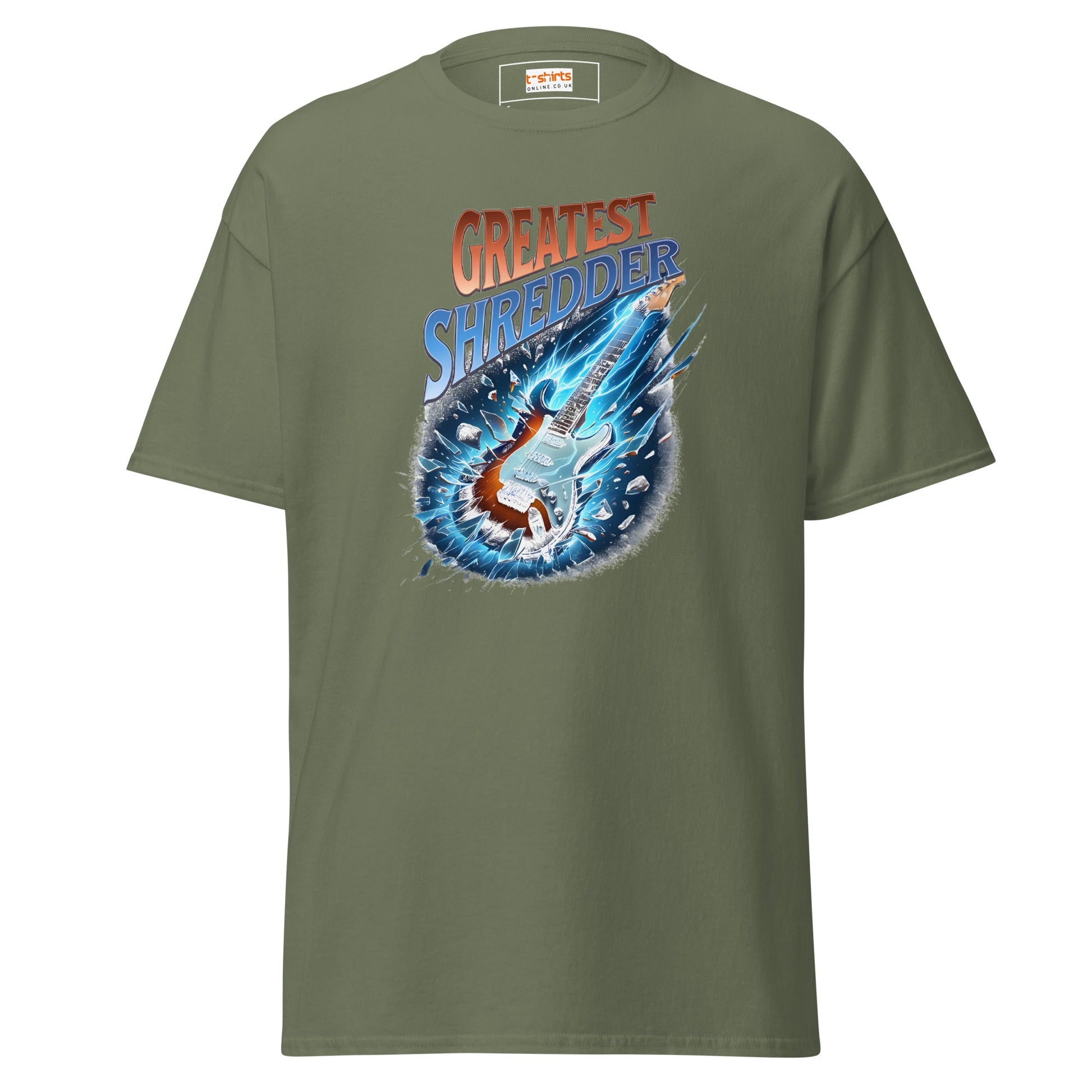 Greatest Shredder T-Shirt | Guitar Music Tee - Military Green - T-Shirts Online