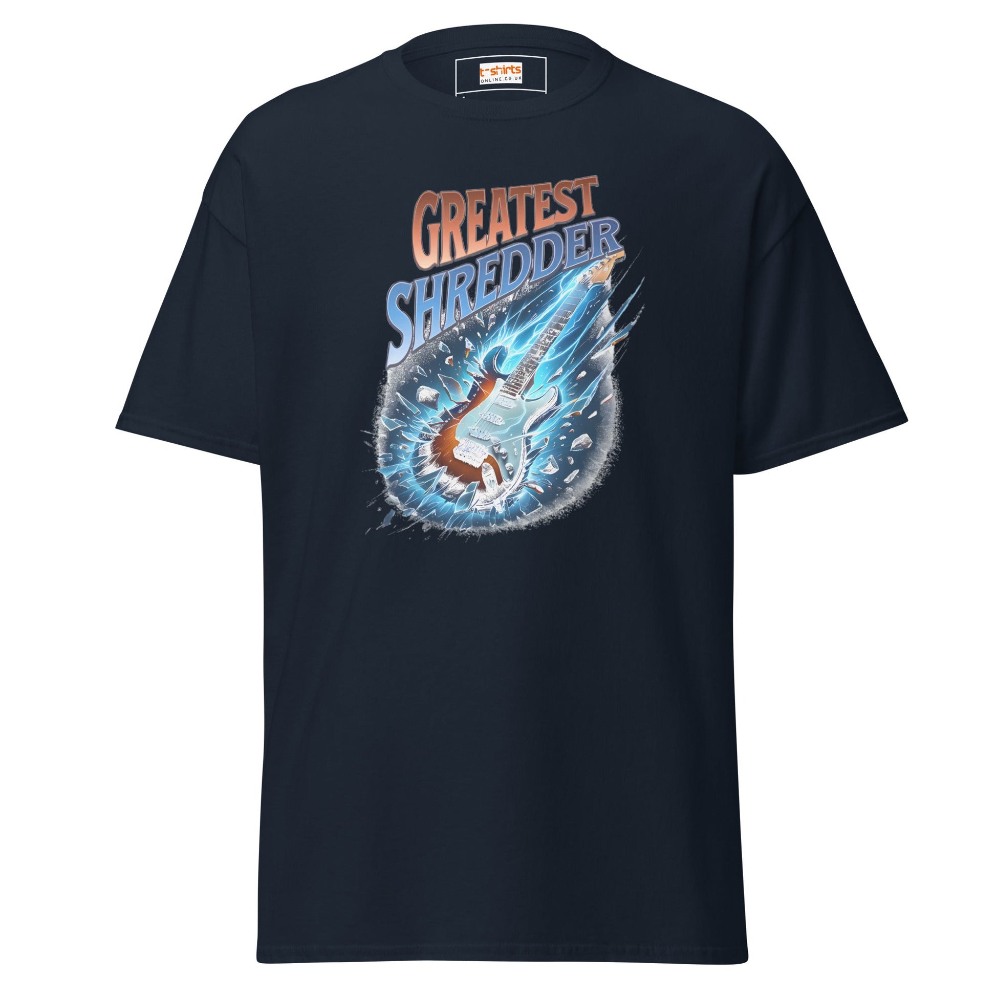Greatest Shredder T-Shirt | Guitar Music Tee - Navy - T-Shirts Online