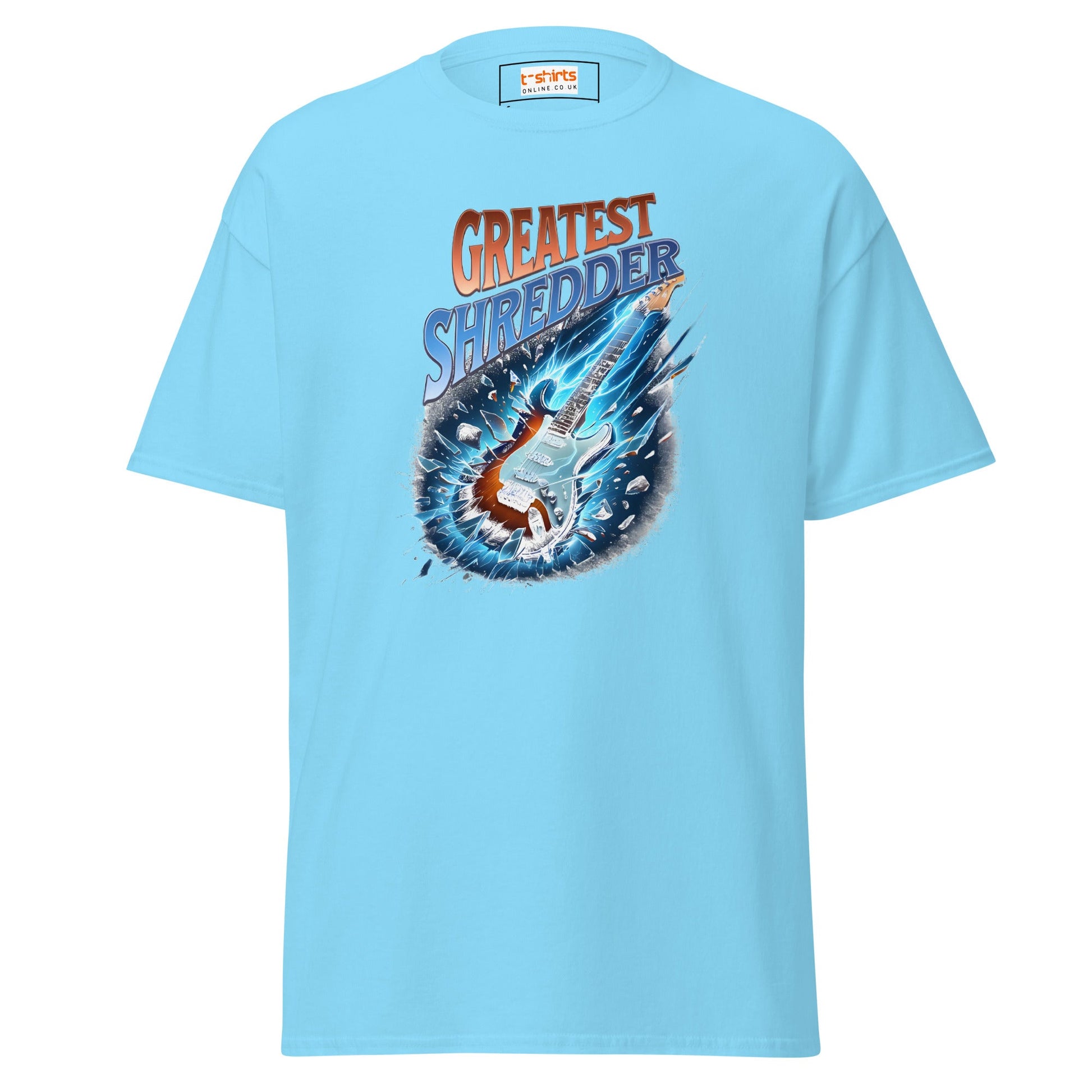 Greatest Shredder T-Shirt | Guitar Music Tee - Sky - T-Shirts Online