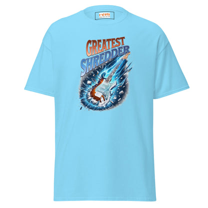 Greatest Shredder T-Shirt | Guitar Music Tee - Sky - T-Shirts Online