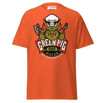 Green Pig BBQ T-Shirt - Vintage Smoke & Sauce Tee - Orange - T-Shirts Online