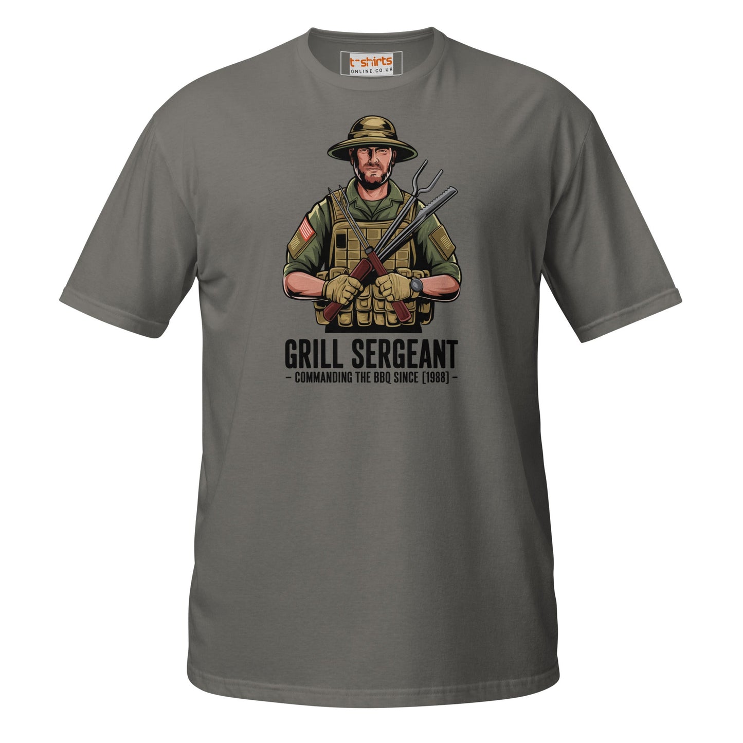 Grill Sargeant T-Shirt | Army Barby T-Shirt - Charcoal - T-Shirts Online