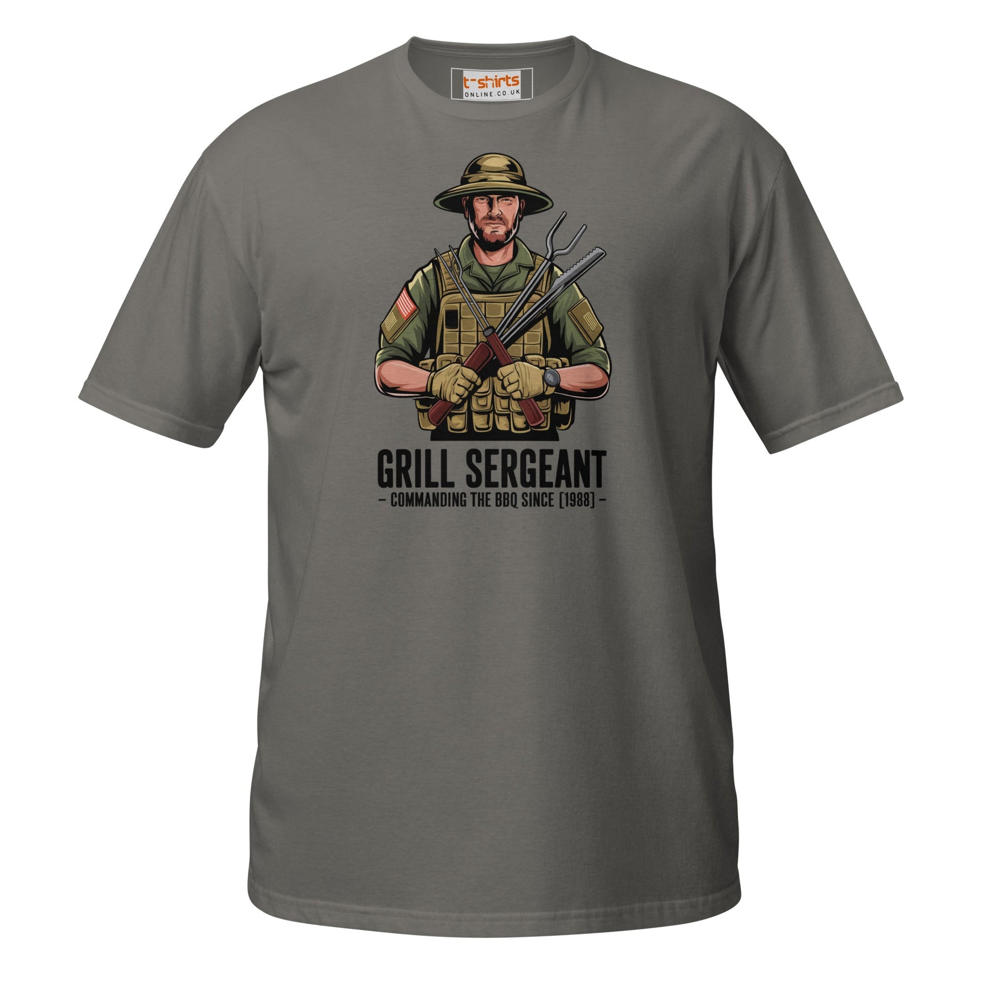 Grill Sargeant T-Shirt | Army Barby T-Shirt - Charcoal - T-Shirts Online