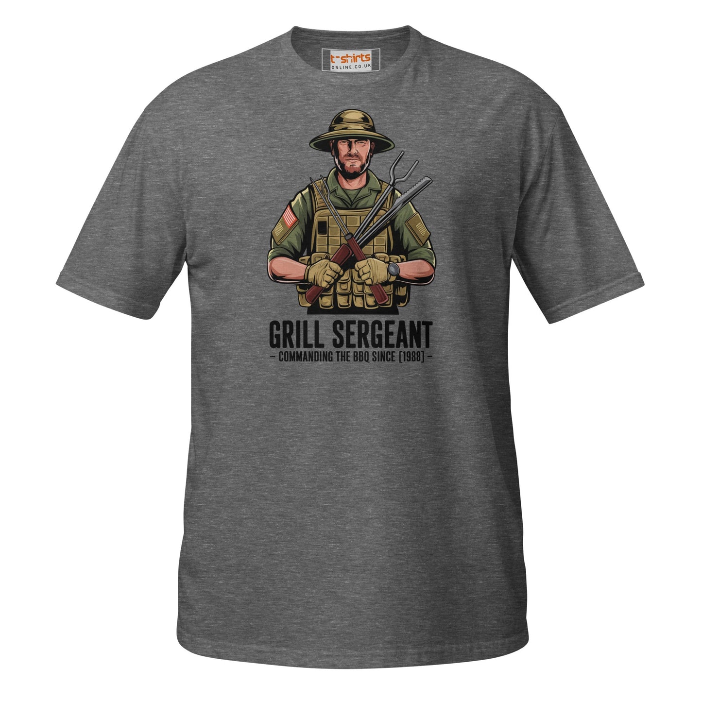 Grill Sargeant T-Shirt | Army Barby T-Shirt - Graphite Heather - T-Shirts Online