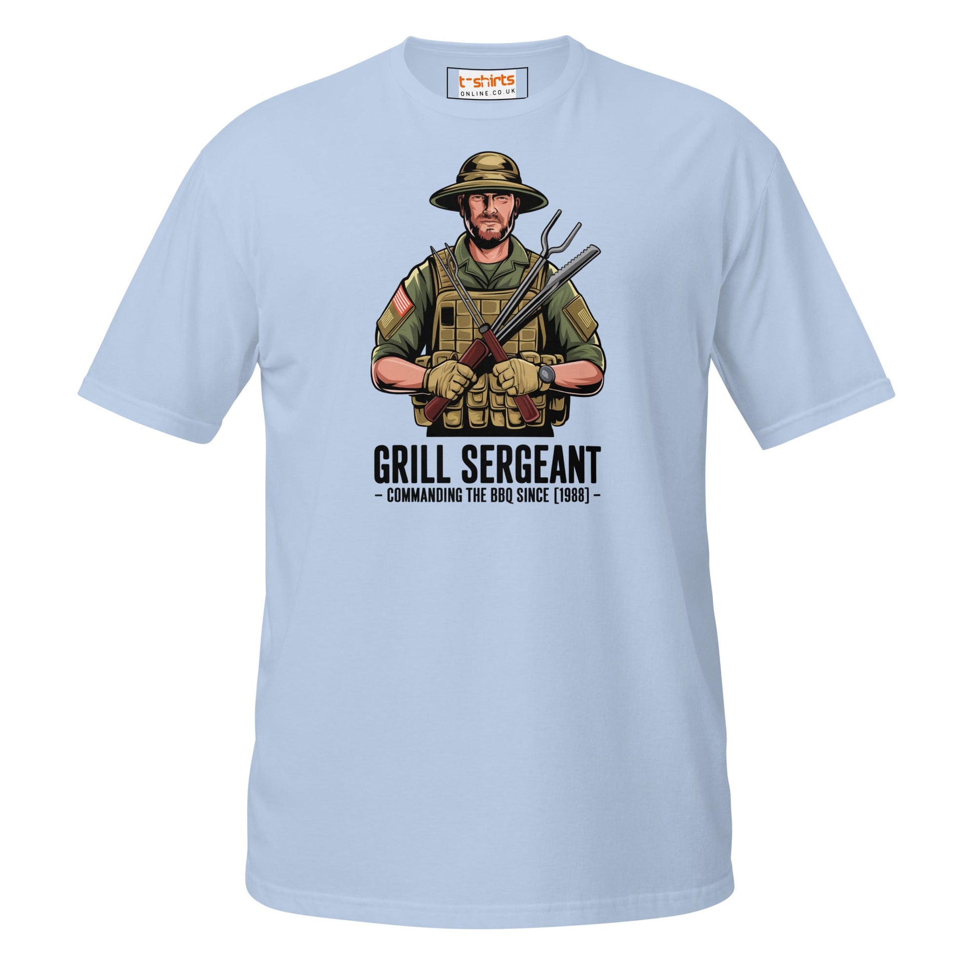Grill Sargeant T-Shirt | Army Barby T-Shirt - Light Blue - T-Shirts Online