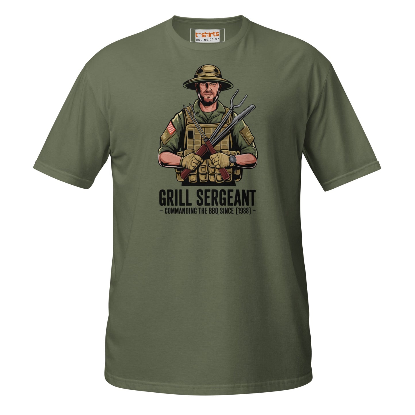 Grill Sargeant T-Shirt | Army Barby T-Shirt - Military Green - T-Shirts Online