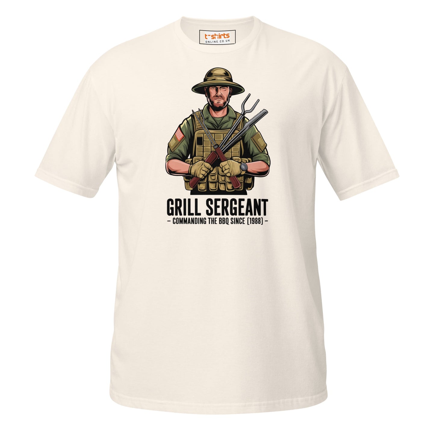Grill Sargeant T-Shirt | Army Barby T-Shirt - Natural - T-Shirts Online
