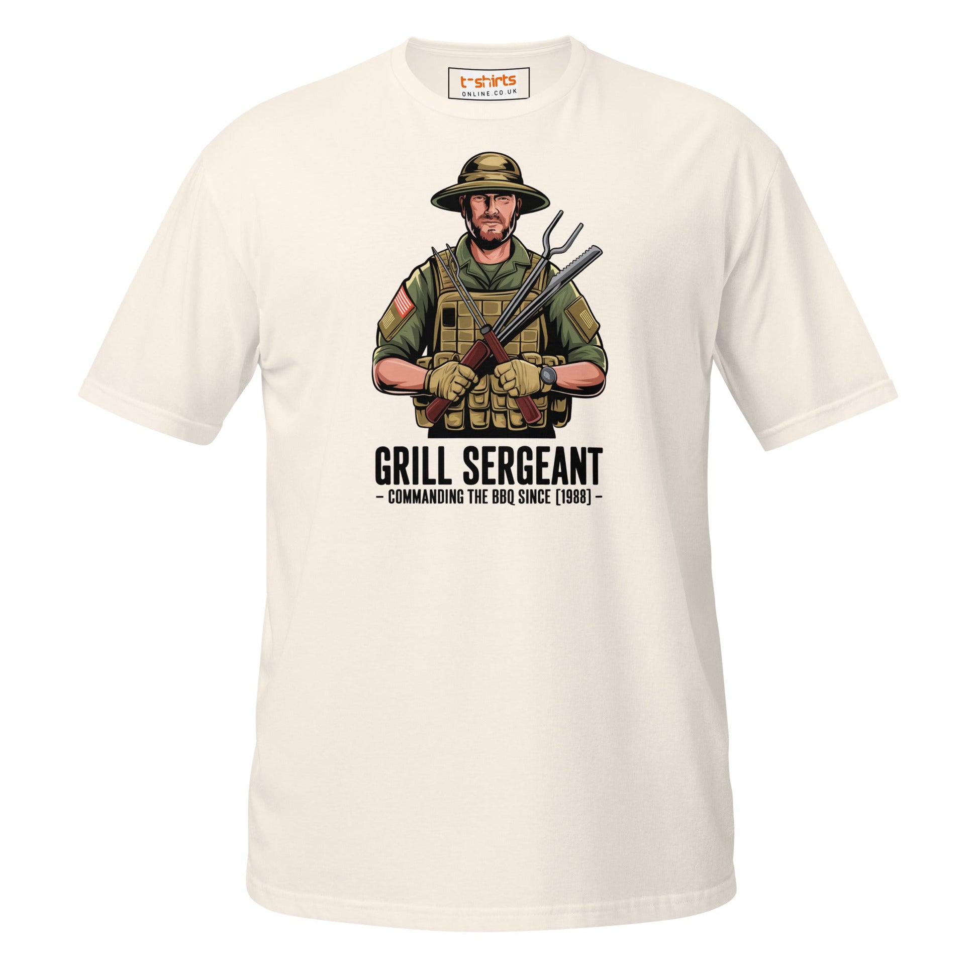 Grill Sargeant T-Shirt | Army Barby T-Shirt - Natural - T-Shirts Online
