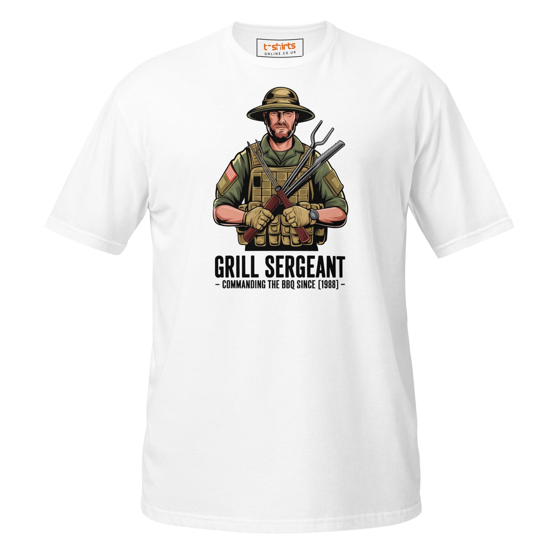 Grill Sargeant T-Shirt | Army Barby T-Shirt - White - T-Shirts Online