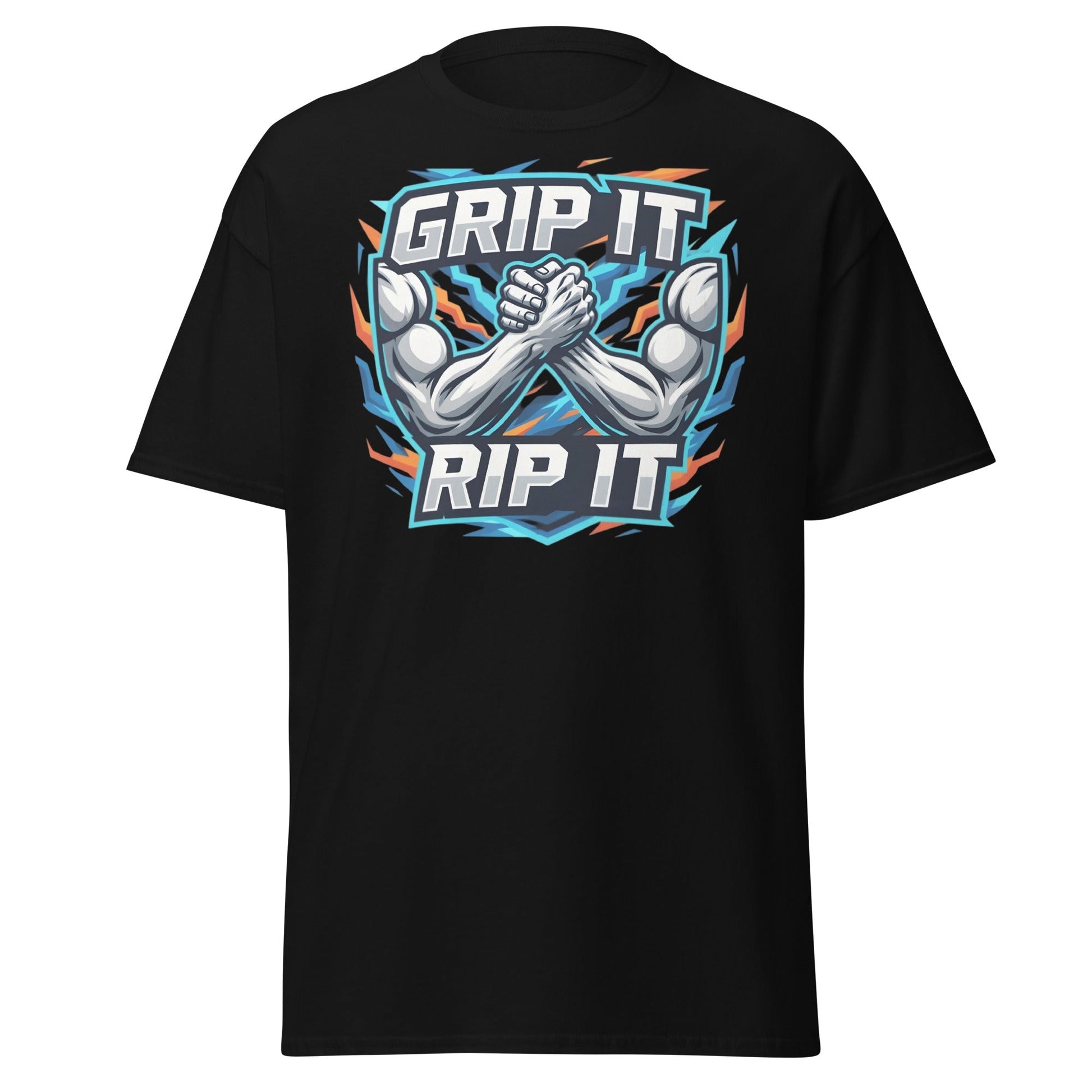 Grip It Rip It Arm Wrestling T-Shirt - Fitness Graphic Tee - Black - T-Shirts Online