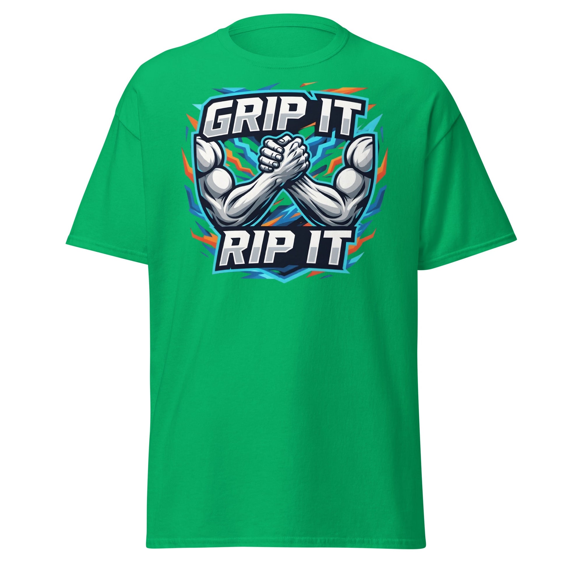 Grip It Rip It Arm Wrestling T-Shirt - Fitness Graphic Tee - Irish Green - T-Shirts Online