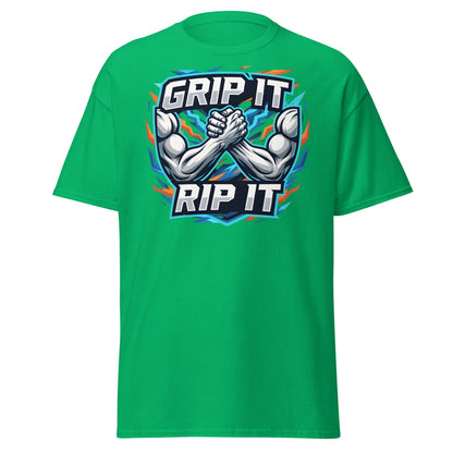 Grip It Rip It Arm Wrestling T-Shirt - Fitness Graphic Tee - Irish Green - T-Shirts Online