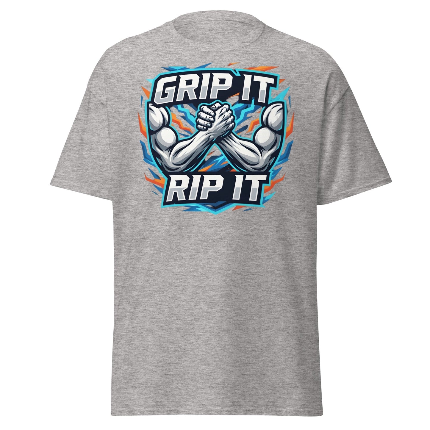 Grip It Rip It Arm Wrestling T-Shirt - Fitness Graphic Tee - Sport Grey - T-Shirts Online