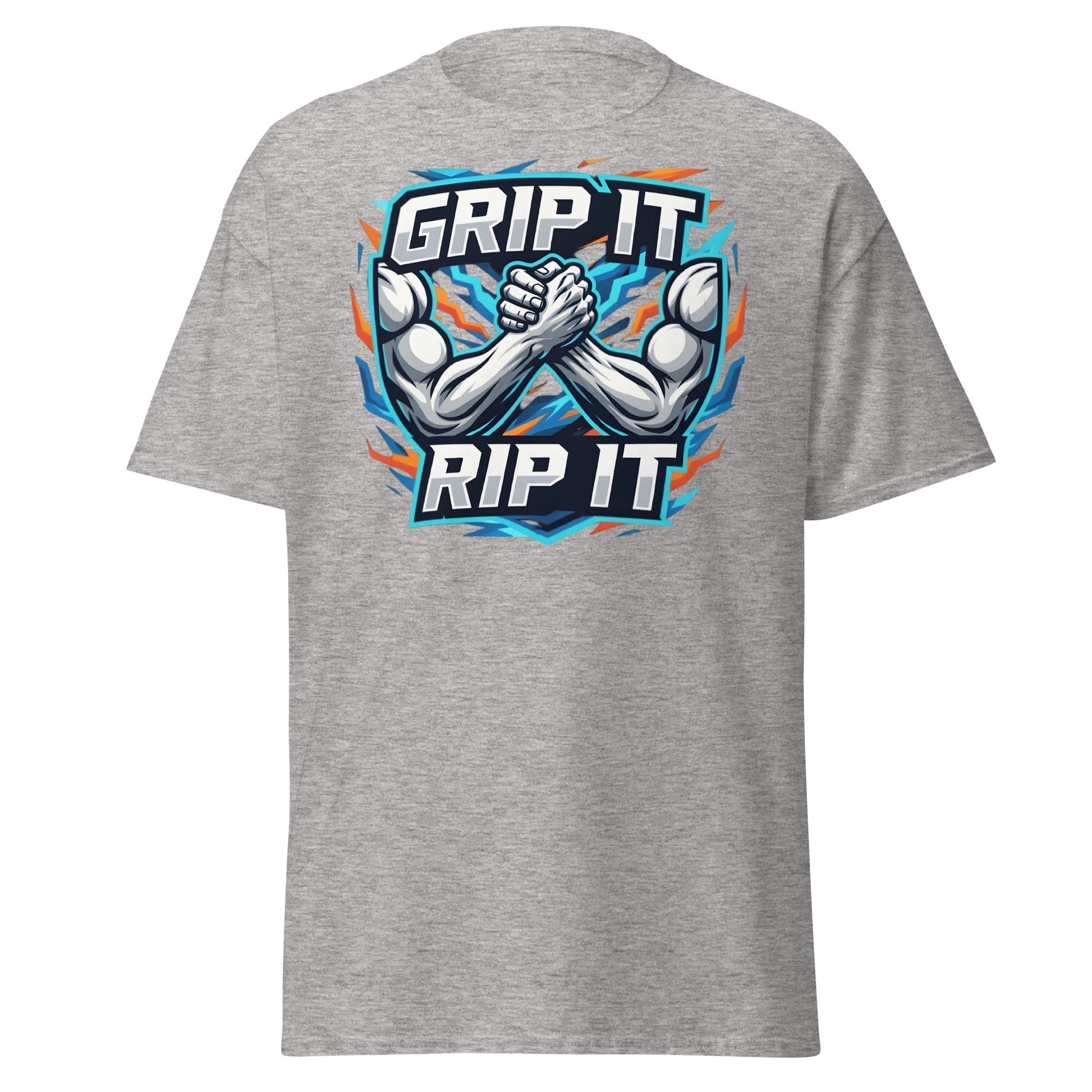 Grip It Rip It Arm Wrestling T-Shirt - Fitness Graphic Tee - Sport Grey - T-Shirts Online