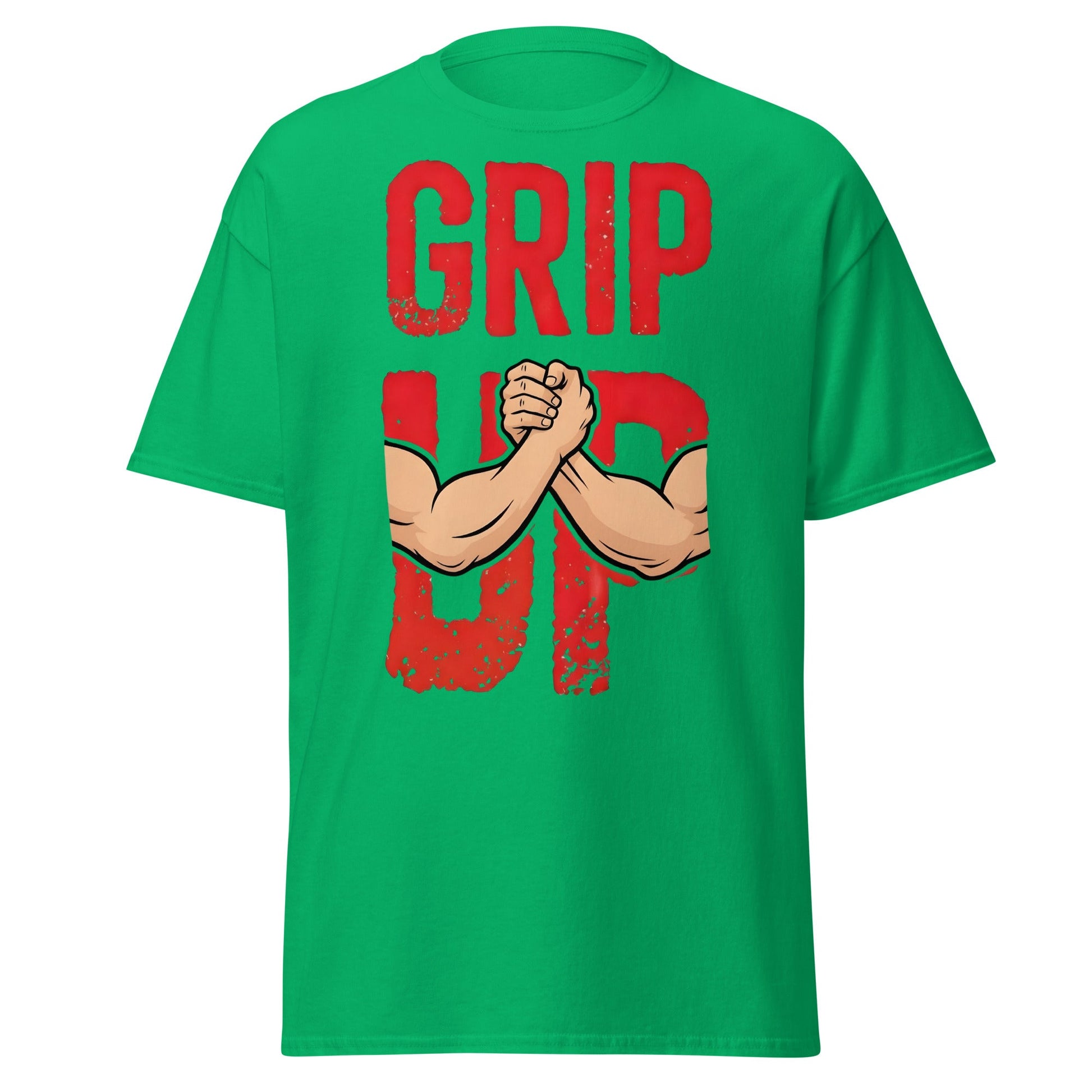 Grip Up Arm Wrestling T-Shirt - Strength & Fitness Tee - Irish Green - T-Shirts Online