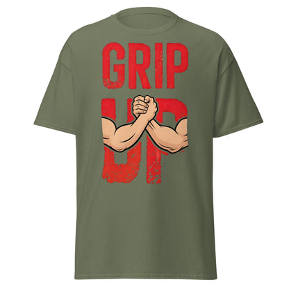 Grip Up Arm Wrestling T-Shirt - Strength & Fitness Tee - Military Green - T-Shirts Online